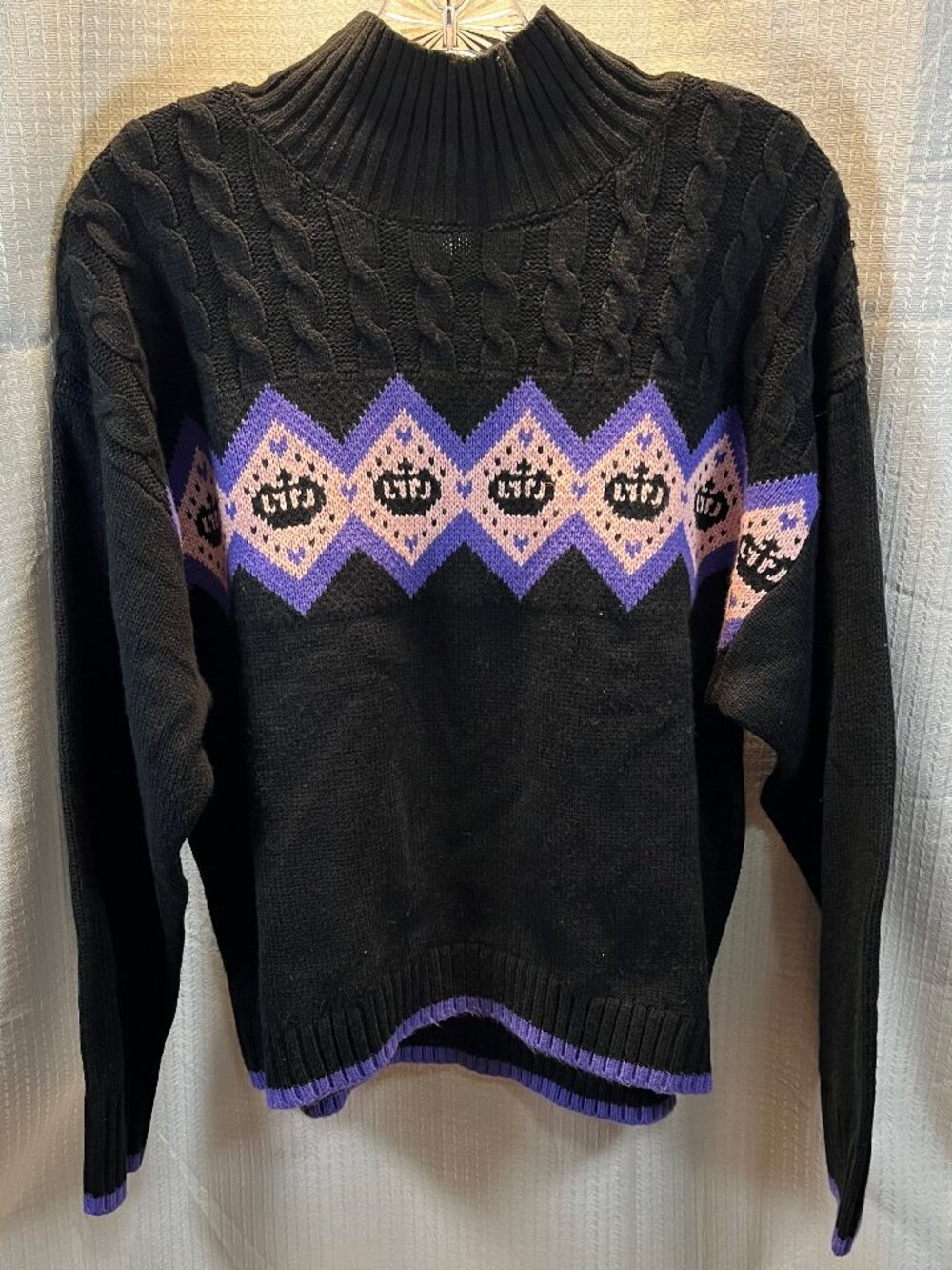 Juicy by Juicy Couture Crown Cable Knit Mock Neck Sweater Black size 2X